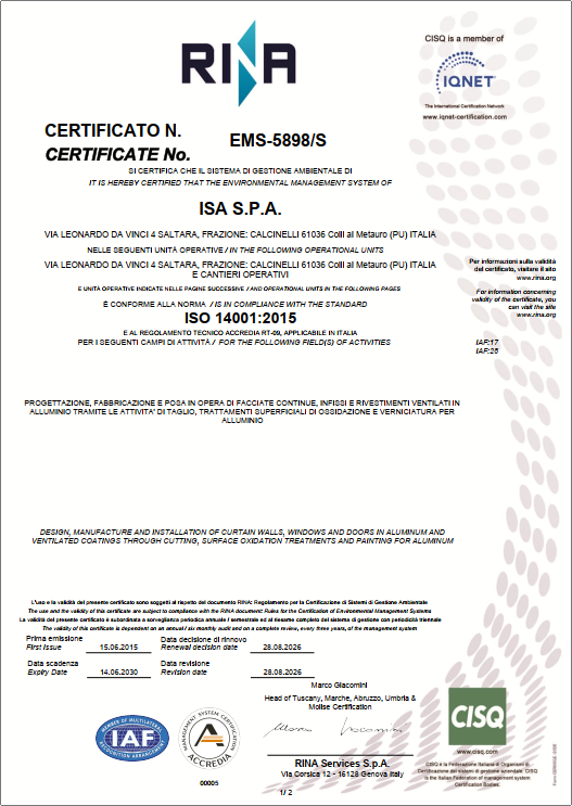 Certificazione RINA 14001:2015