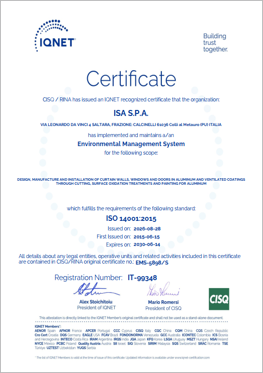 Certificazione IQNET 14001:2015