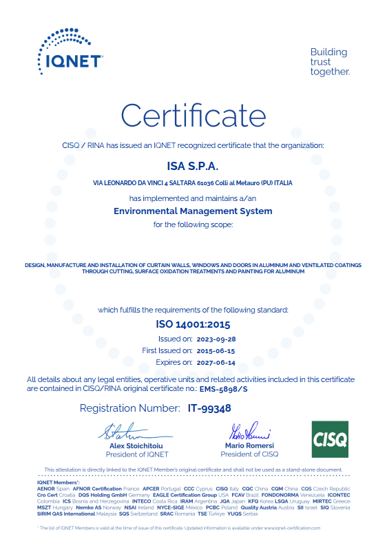 Certificazione IQNET 14001:2015
