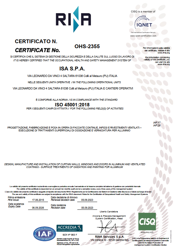 Certificazione RINA 45001:2018