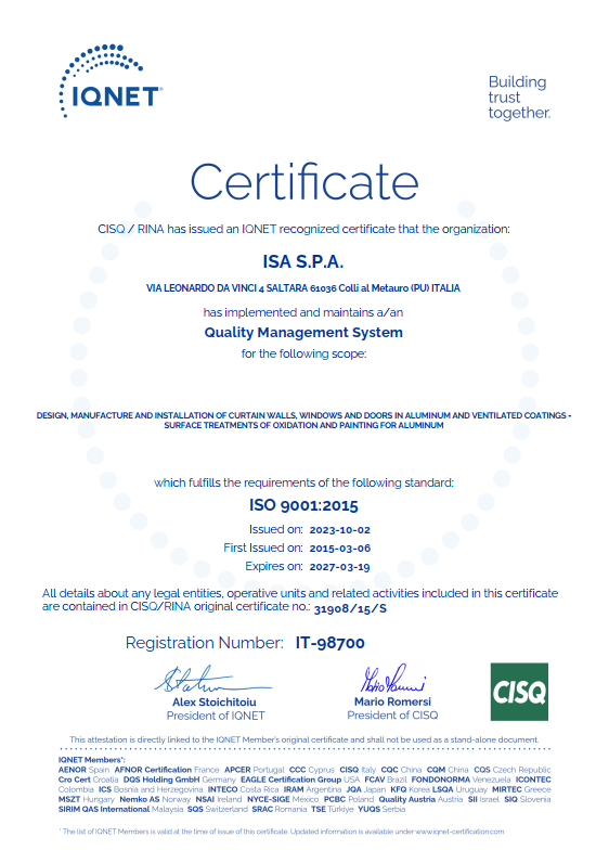 Certificazione IQNET 9001:2015