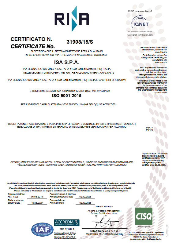 Certificazione RINA 9001:2015